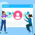 Customer Value Proposition: Two people working together on charts and data points.