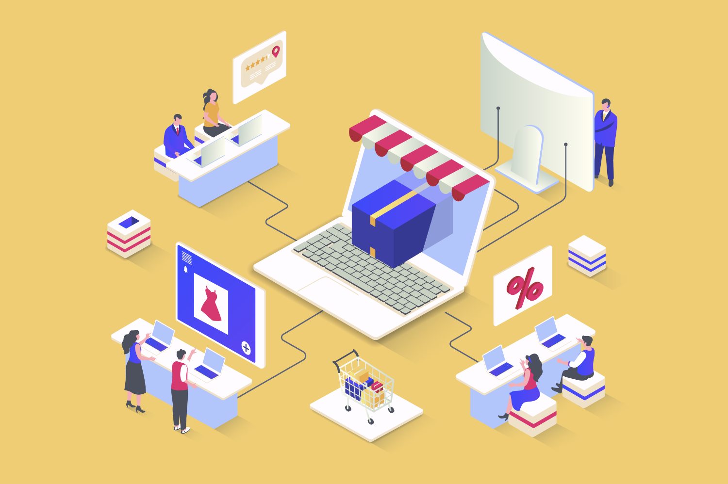 Illustration showcasing a small business optimizing their online store.