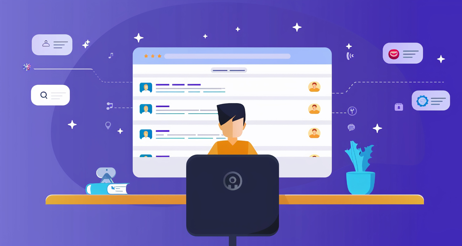 Illustration showing a CRM manager in action.