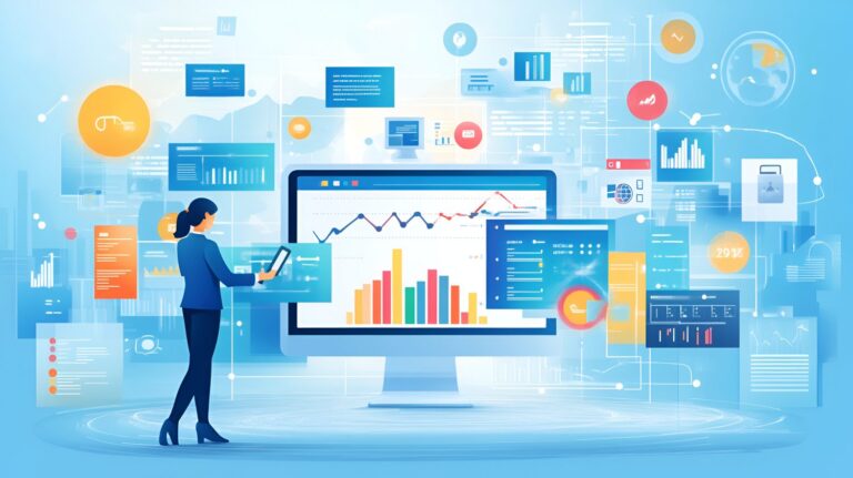 Illustration showing CRM upgrade for small business