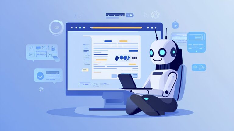 Illustration showing AI customer service bot for small and growing businesses.