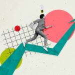A woman walking up an arrow signifying sales strategies for Startups.