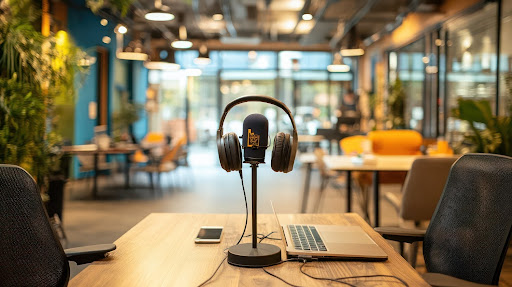 Illustration showcasing podcasts for small business owners.