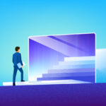 A man in a business suit walks up a set of stairs: agentic AI pilot launch