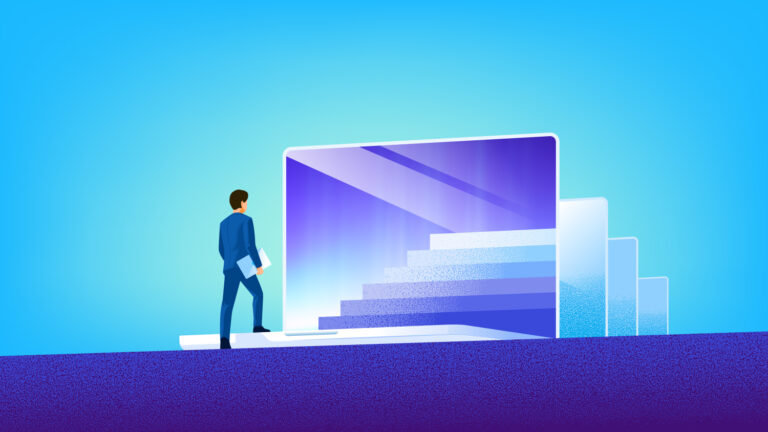 A man in a business suit walks up a set of stairs: agentic AI pilot launch