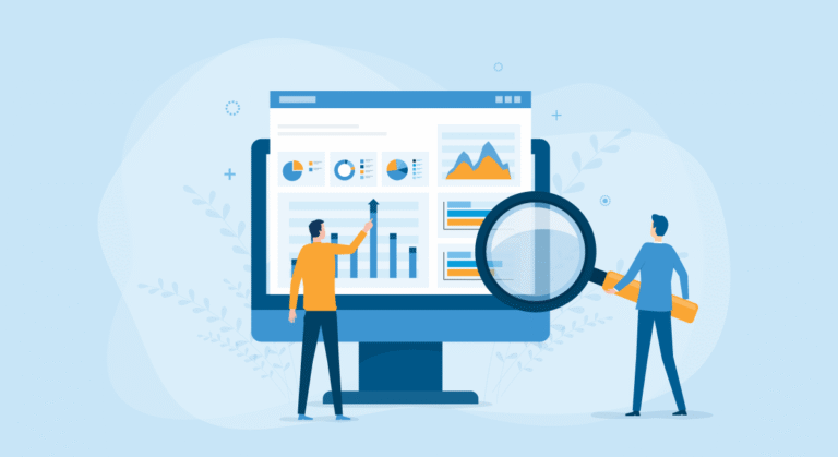 Two coworkers examine support metrics to assess if they're getting results.