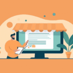 Illustration showing a small business owner reviewing a limited liability company (LLC) on a computer screen.