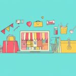 Illustration of a storefront builder on a website for small business.