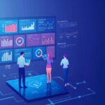 A small business team using digital tools to plan innovative business models.