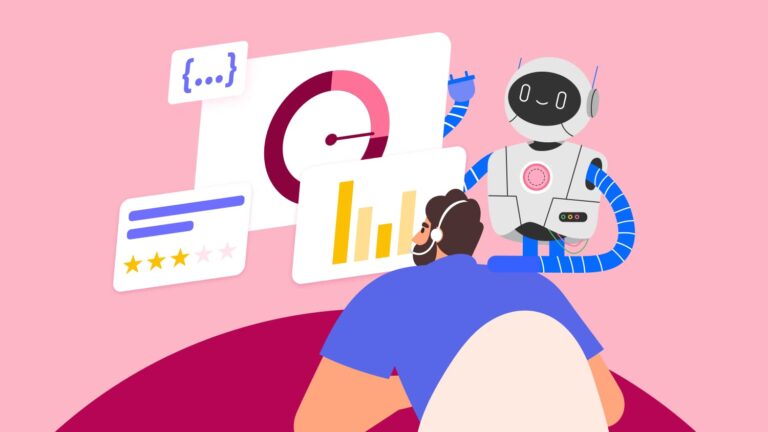 [Illustration] A manager and an AI agent review unified data in a contact center.