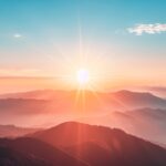 Skyline with sunrise mountain