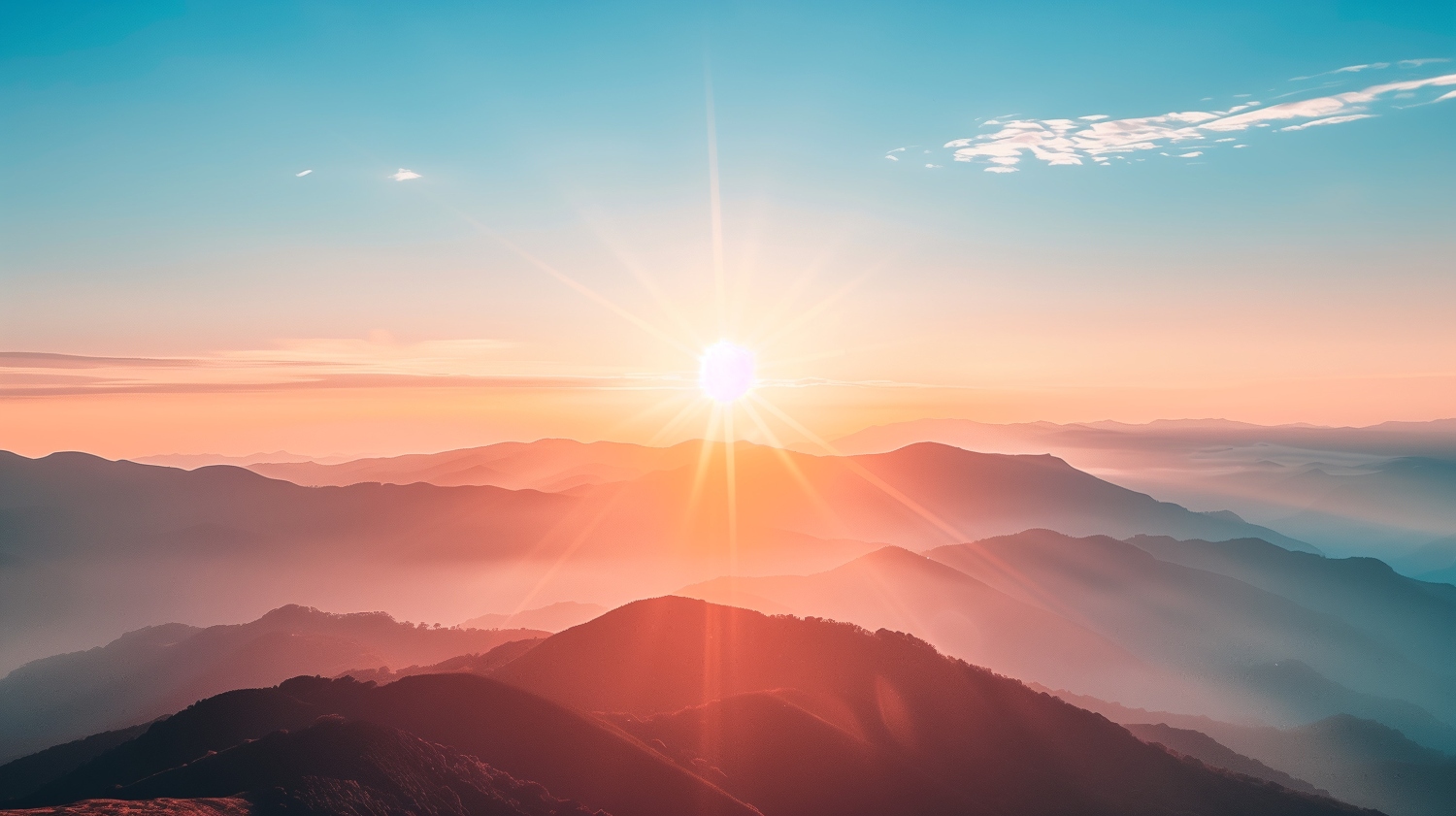 Skyline with sunrise mountain