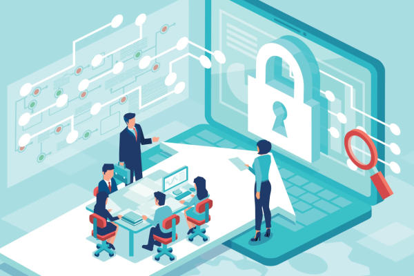 Illustration of team working on security // Security Careers: A Day in the Life of a CSIRT